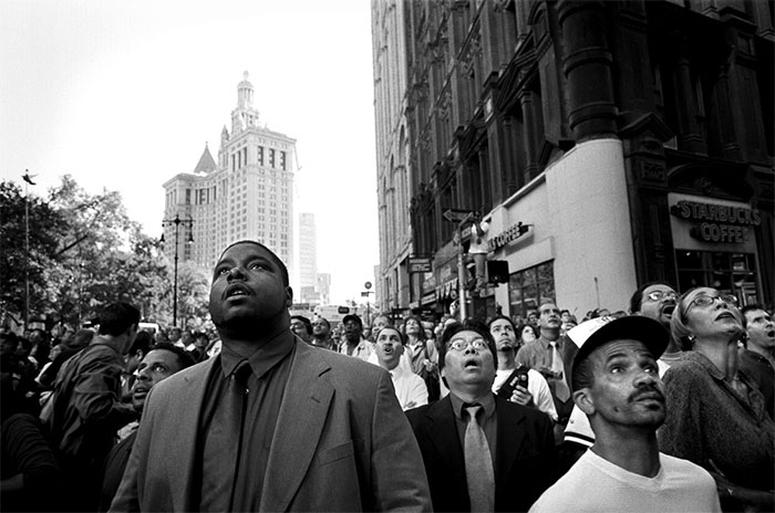 A Knot Of Bystanders At Park Row And Beekman Street Look Up As The South Tower Begins To Collapse A Knot Of Bystanders At Park Row And Beekman Street Look Up As The South Tower Begins To Collapse